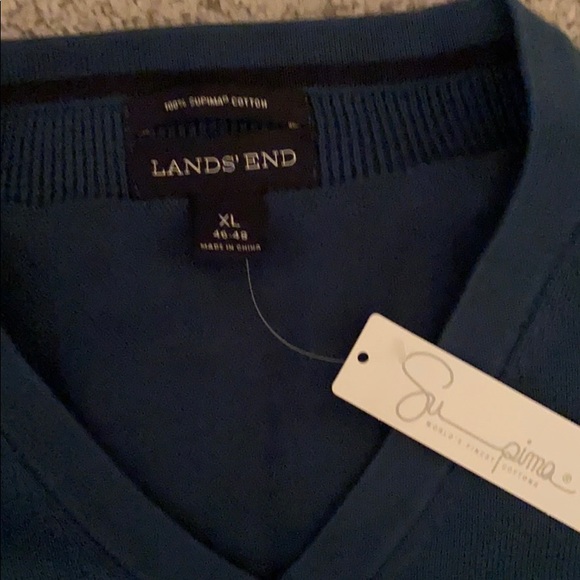 Lands’ End Supima cotton v-neck sweater - Picture 2 of 2